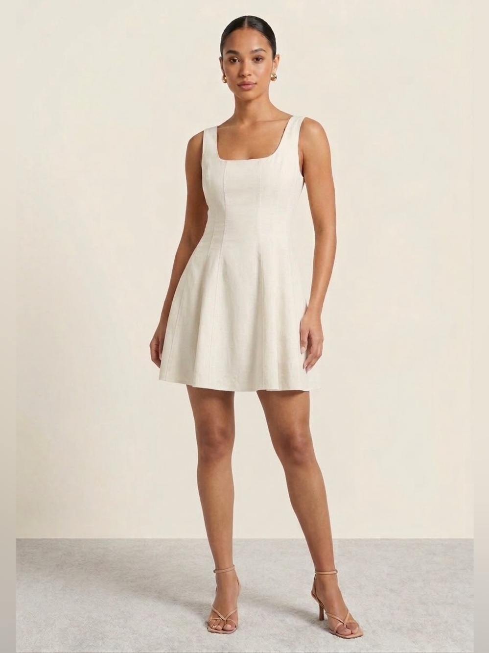 Theory NWT White Sleeveless Seam Flare Midi Dress Size 12